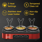 Triple Slow Cooker Buffet Food Warmer with 3 x 1.5 QT Removable Ceramic Pots