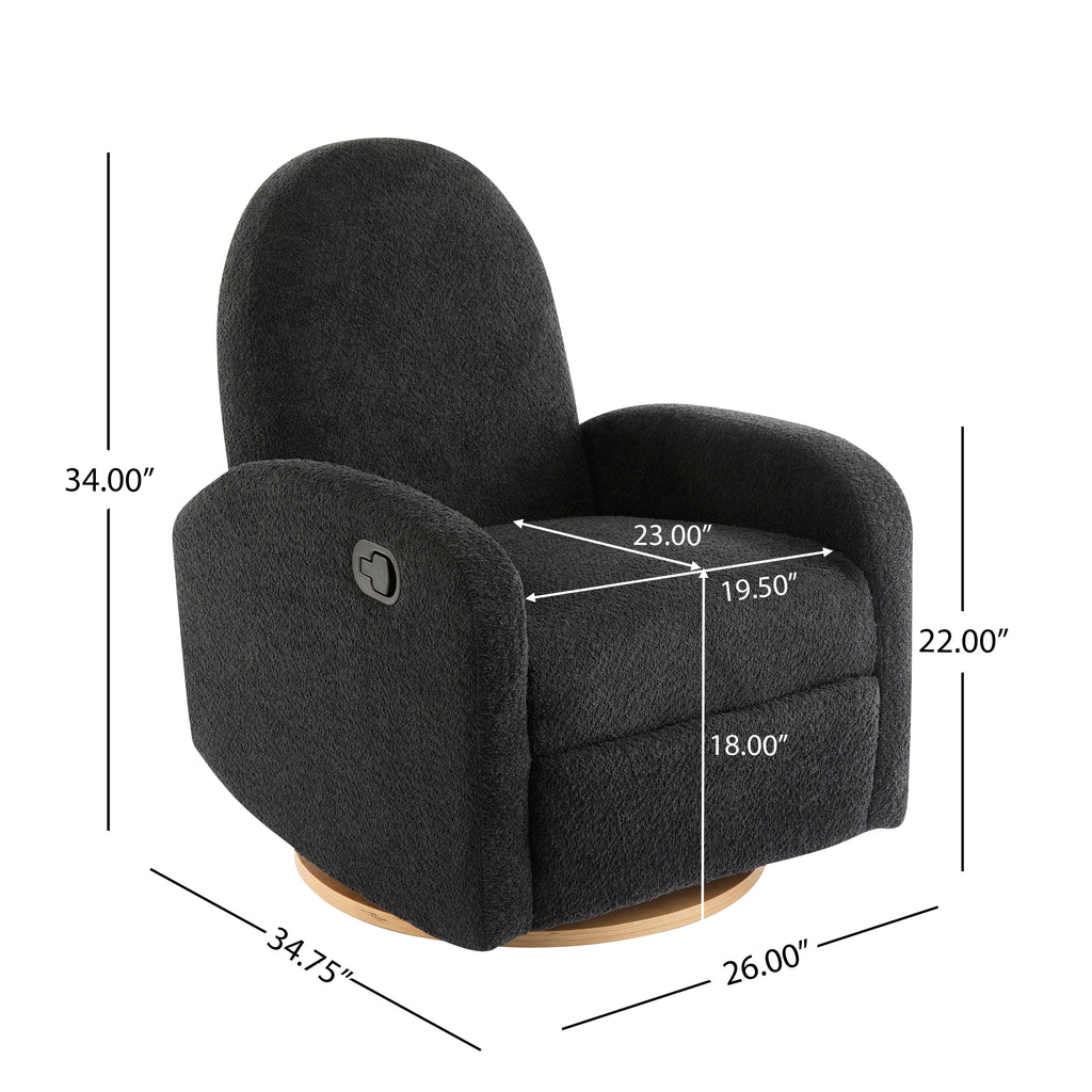 360 Swivel and Glider Recliner Chair - Black