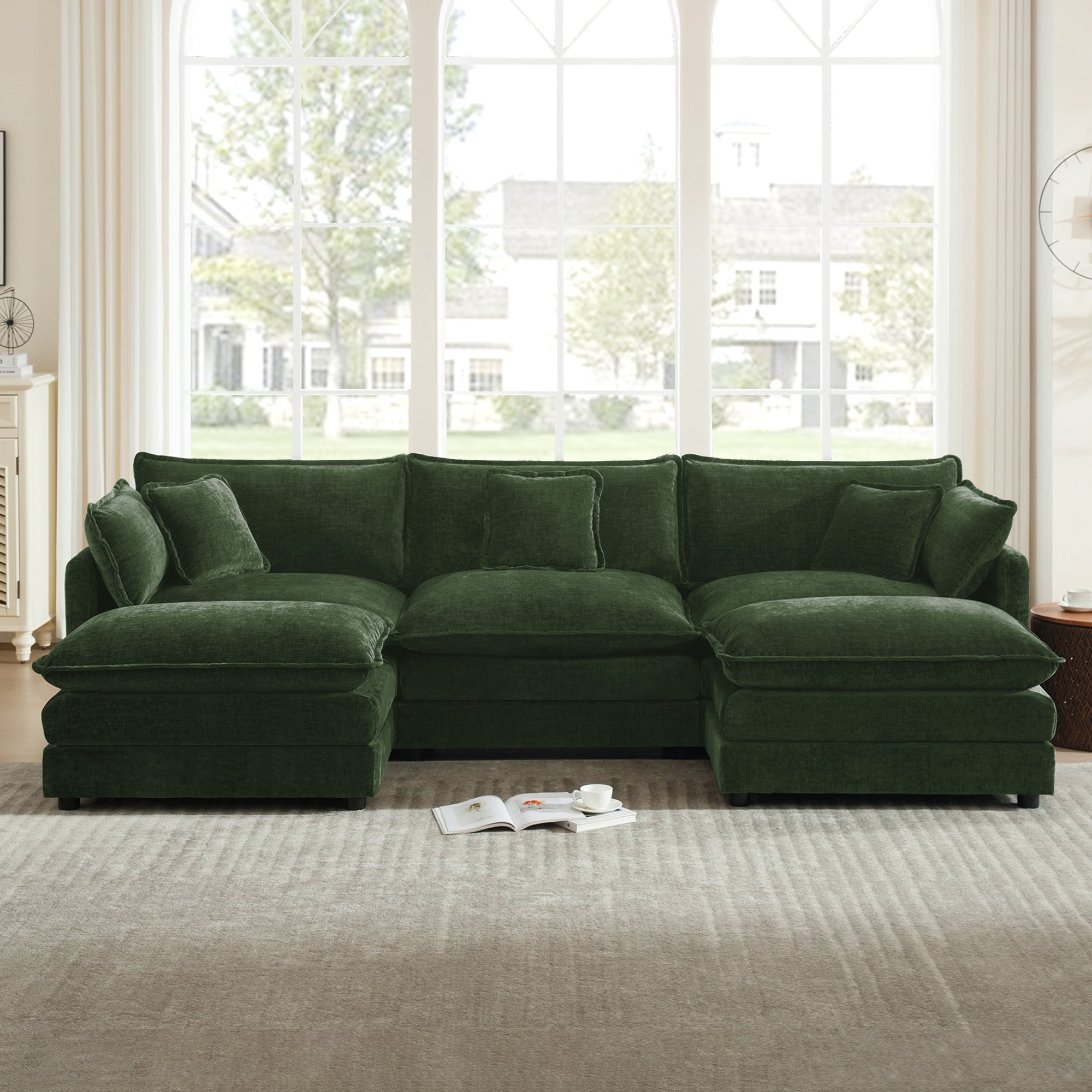 U-Shaped Sectional Sofa w/Reversible Footrest