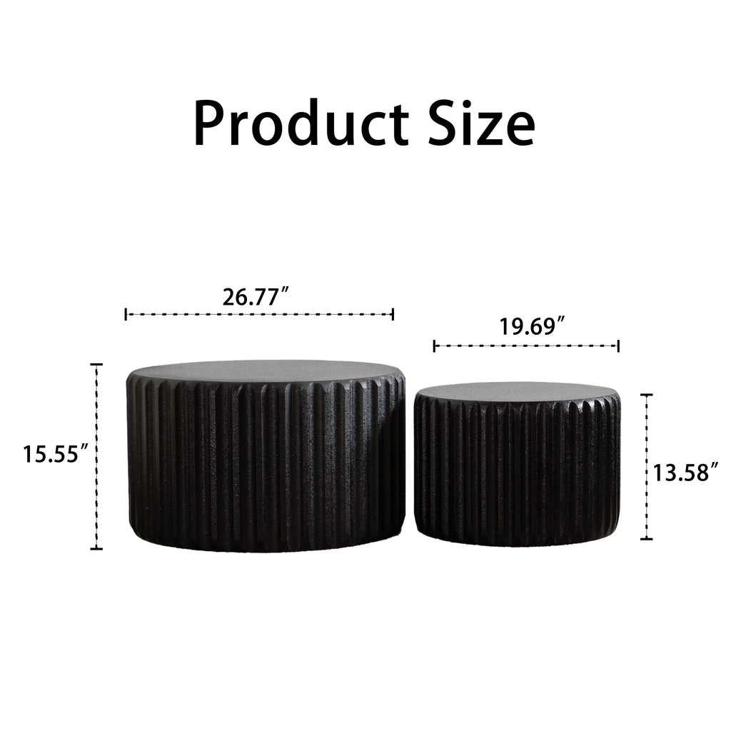 Black Scalloped Round Coffee Table Set