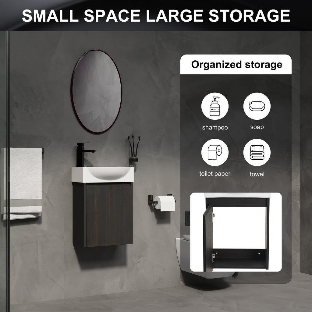 16" Bathroom Vanity Sink Combo for Small Space