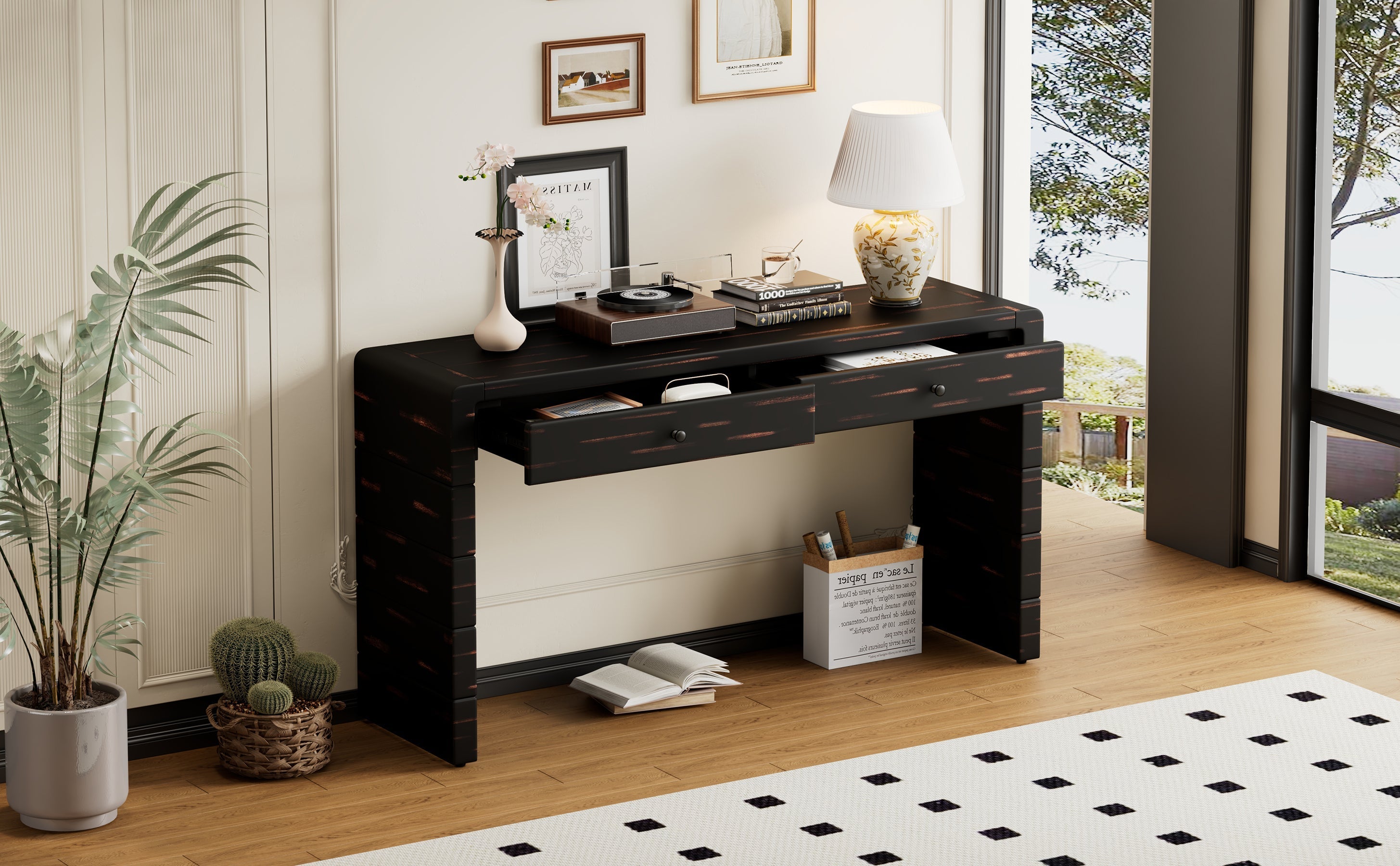 Curved Console Table with Storage