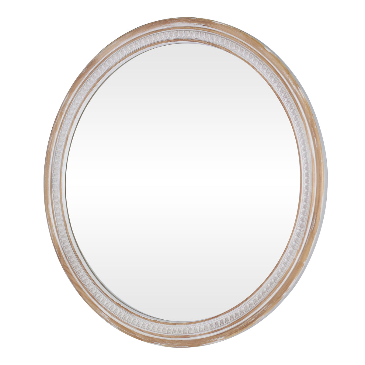 30" Round Solid Wood Farmhouse Wall Mirror,Rustic Boho Circle Decorative Mirrors for Bathroom,Shabby Chic Wall Mounted Mirror for Bathroom Vanity Living Room Entryway