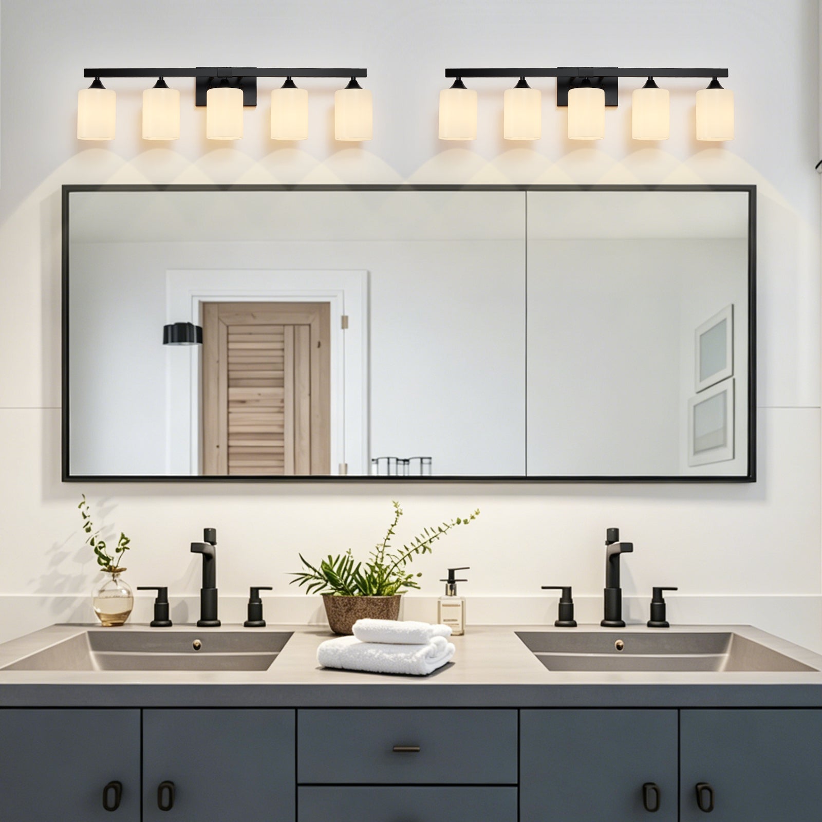 5-Light Matte Bathroom Vanity Wall Light