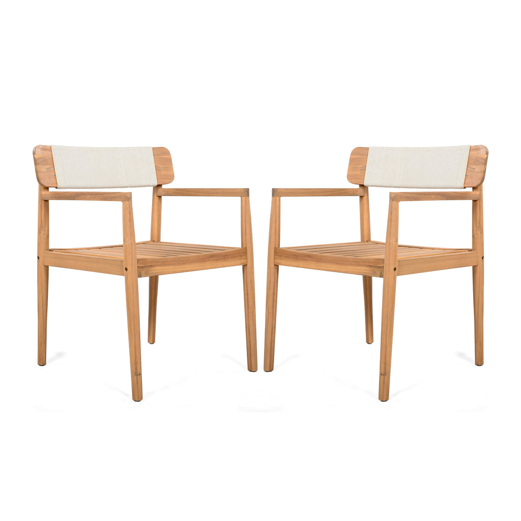 Creative Braided Acacia Wood Outdoor Dining Table and Chairs