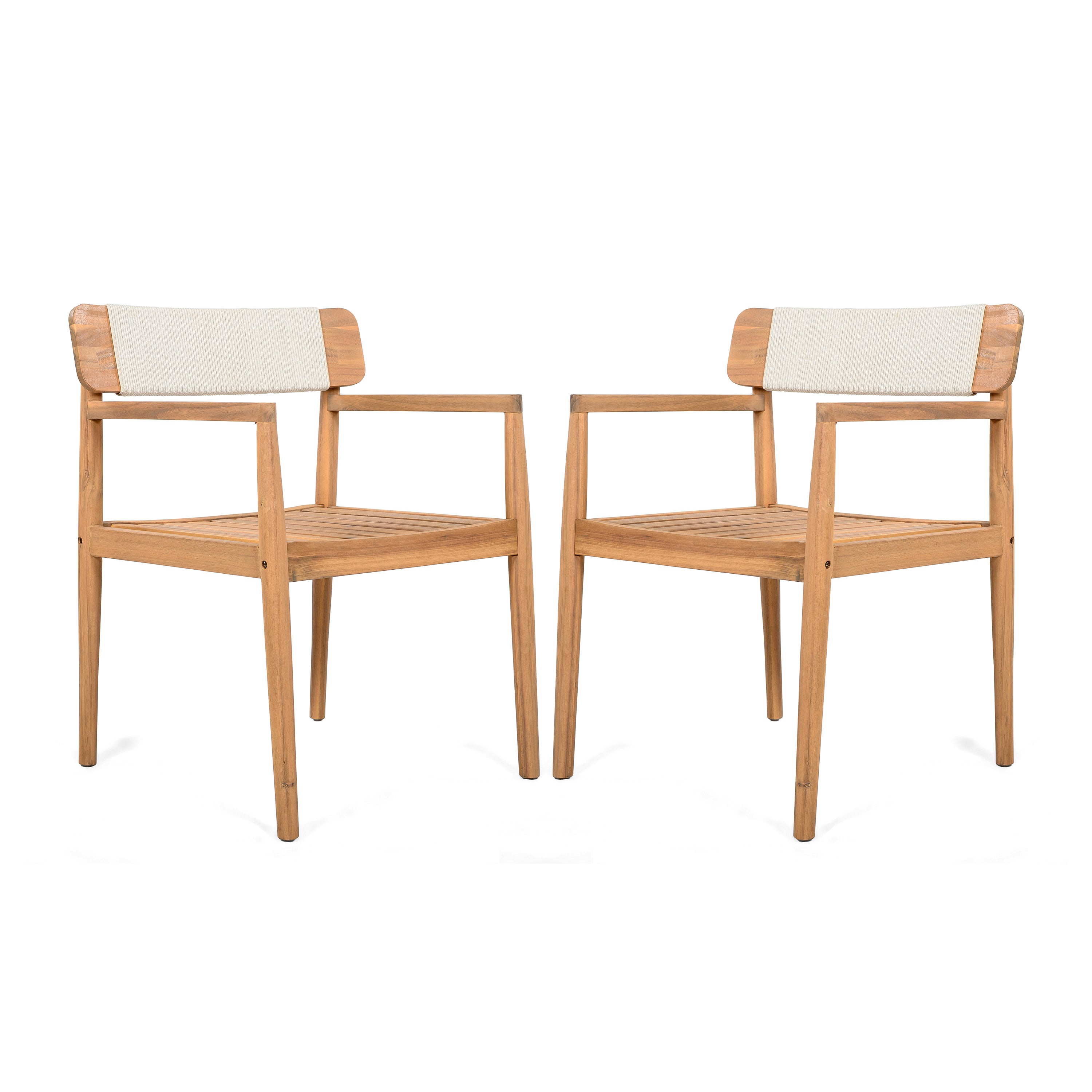 Creative Braided Acacia Wood Outdoor Dining Table and Chairs