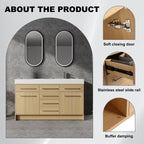 60" Freestanding Bathroom Vanity with Double Resin Sink