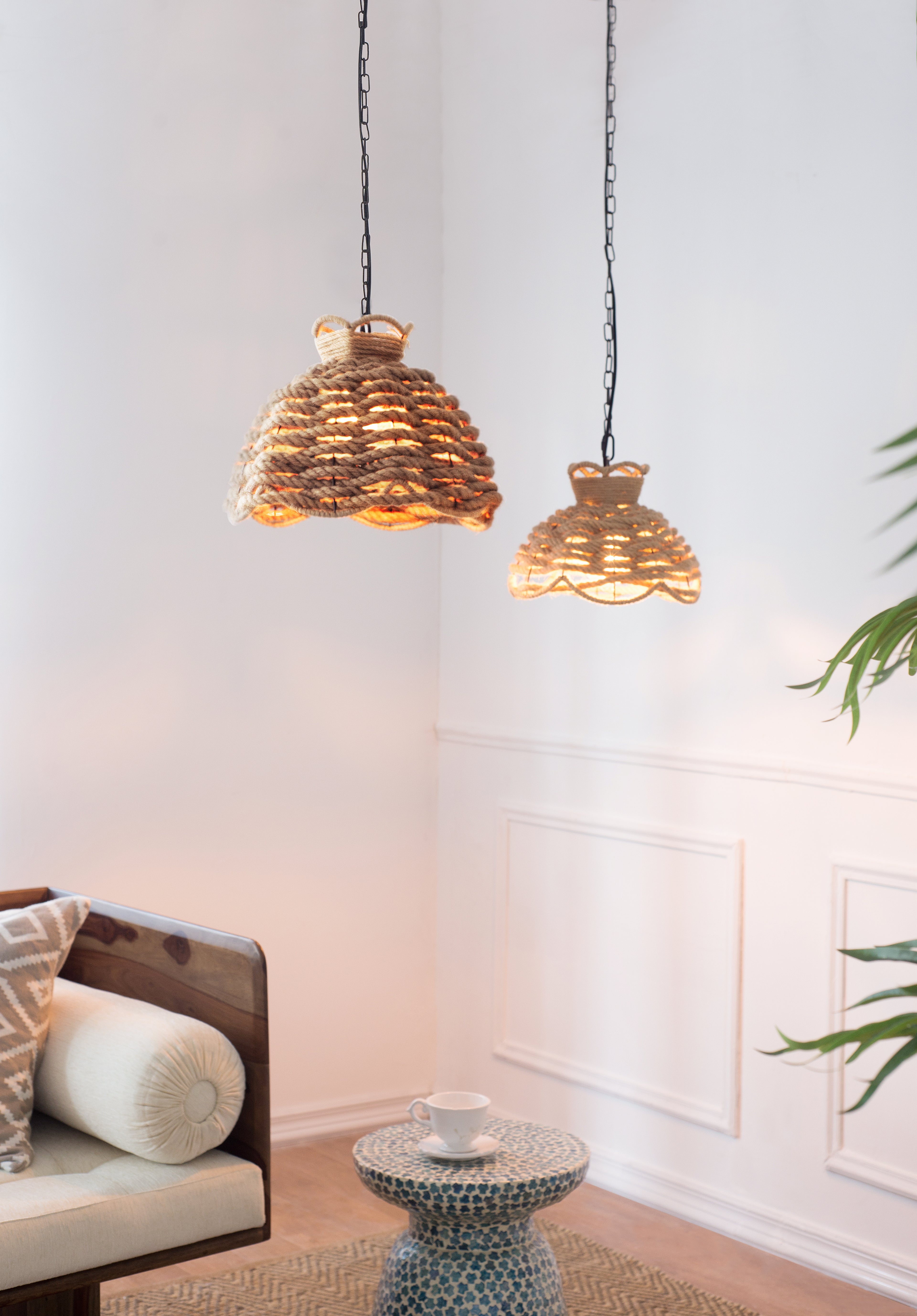 S/2 Rope Woven Chandelier