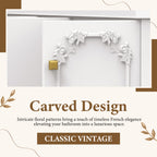60" White French-Style Bathroom Vanity Cabinet