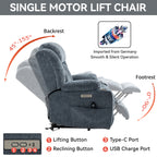 Up To 350 LBS Chenille Power Lift Recliner Chair