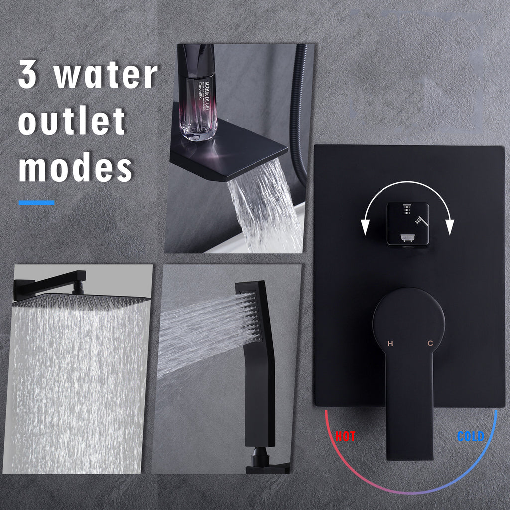 Black Shower System with Tub Spout