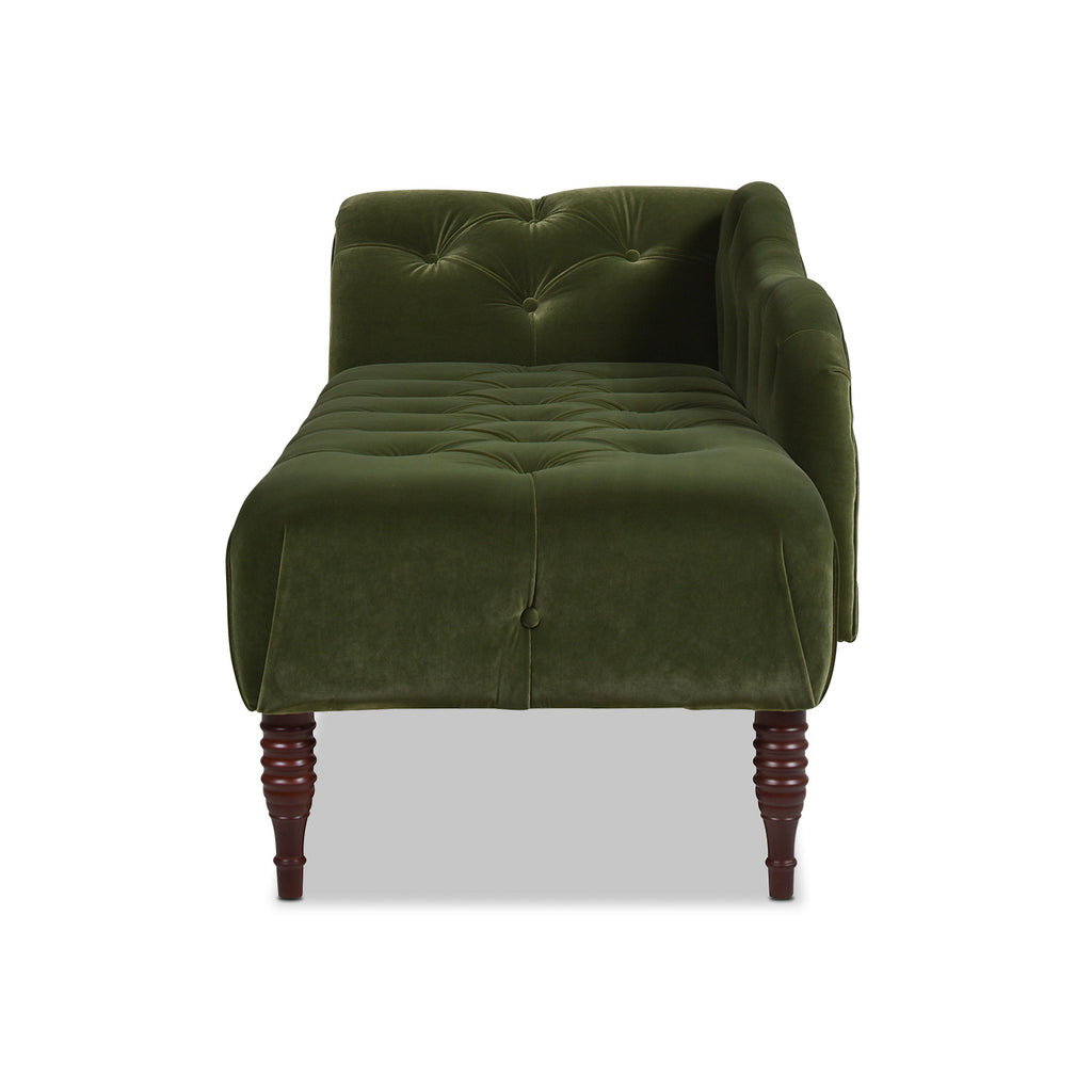 Samuel Tufted Roll Arm Chaise Lounge, Olive