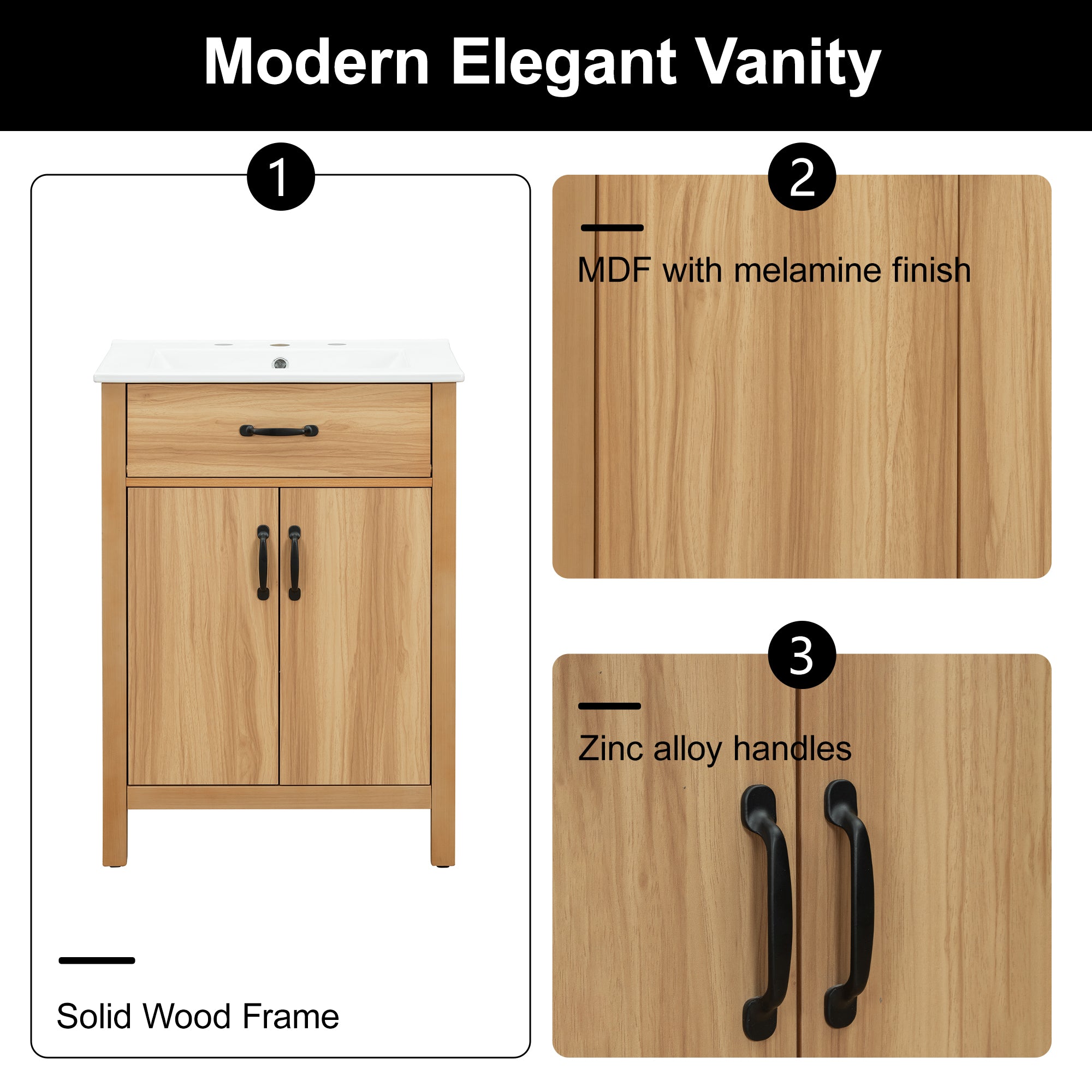 48" Bathroom Vanity with Solid Wood Frame