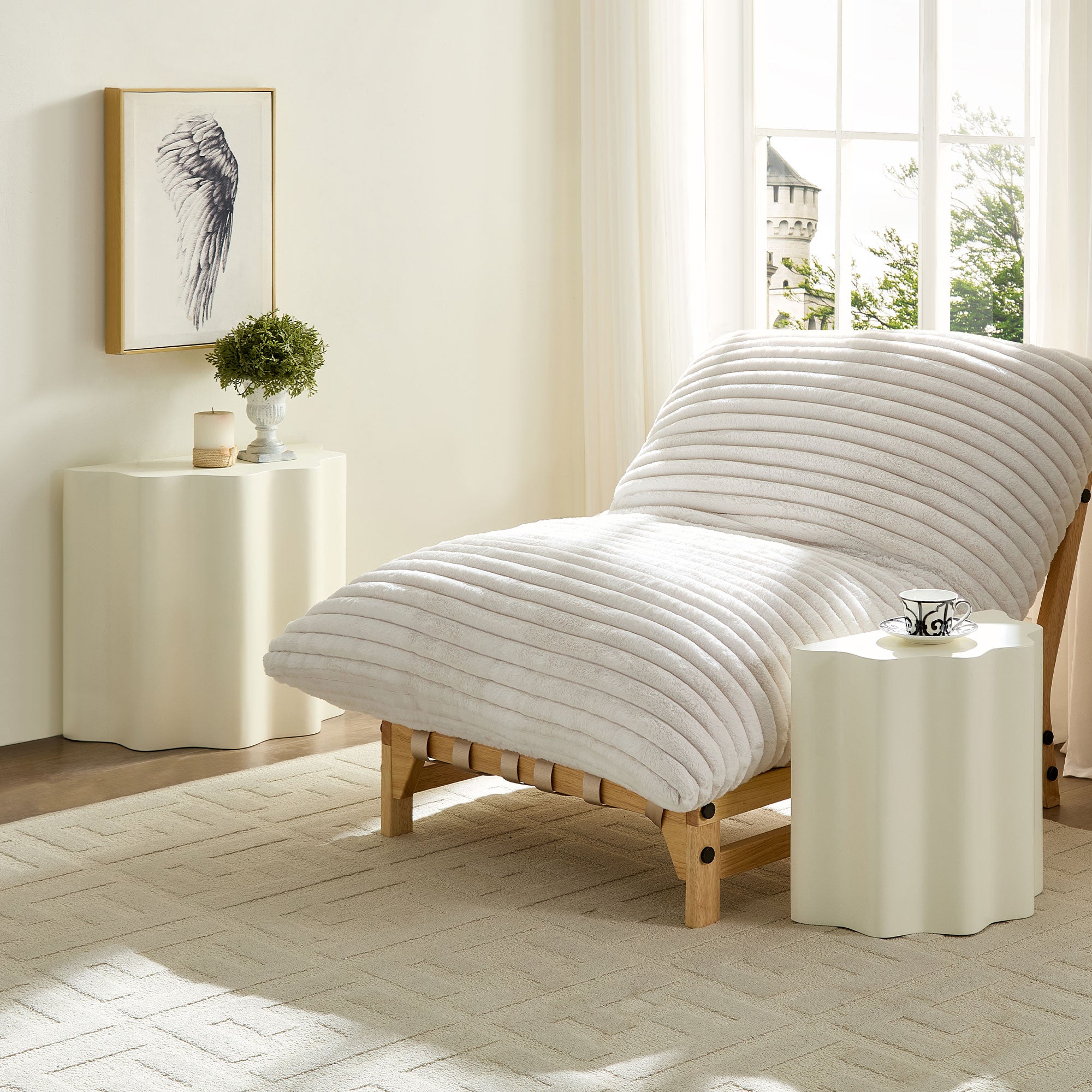 2PCS Set Side Table with Wavy Edges Design