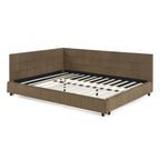 Queen Size Upholstered Tufted Bed Frame in Velvet Brown