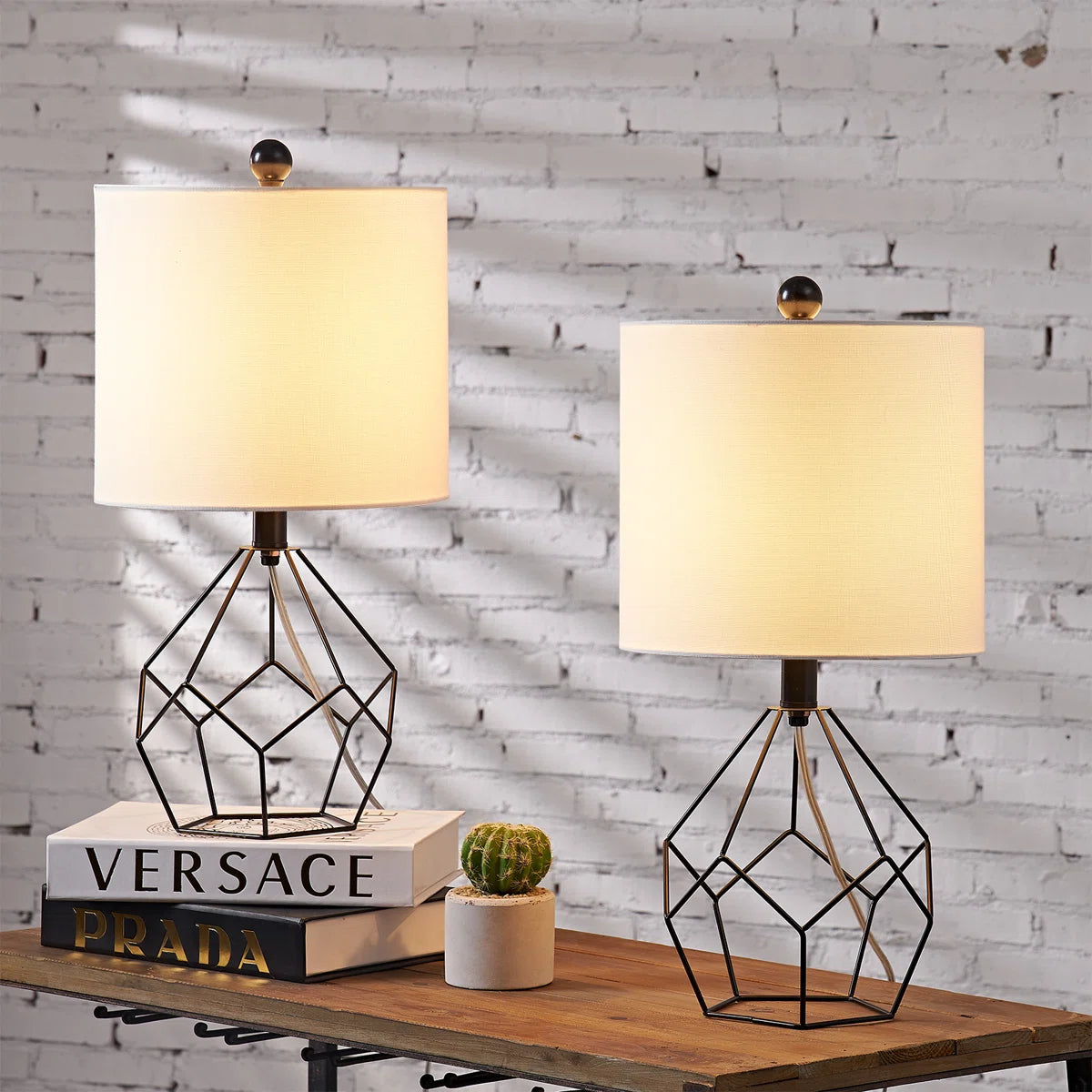 19-Inch Modern Forged Iron Table Lamp with Rotary Switch, Black