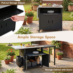 Foldable Outdoor Prep Station BBQ Cart