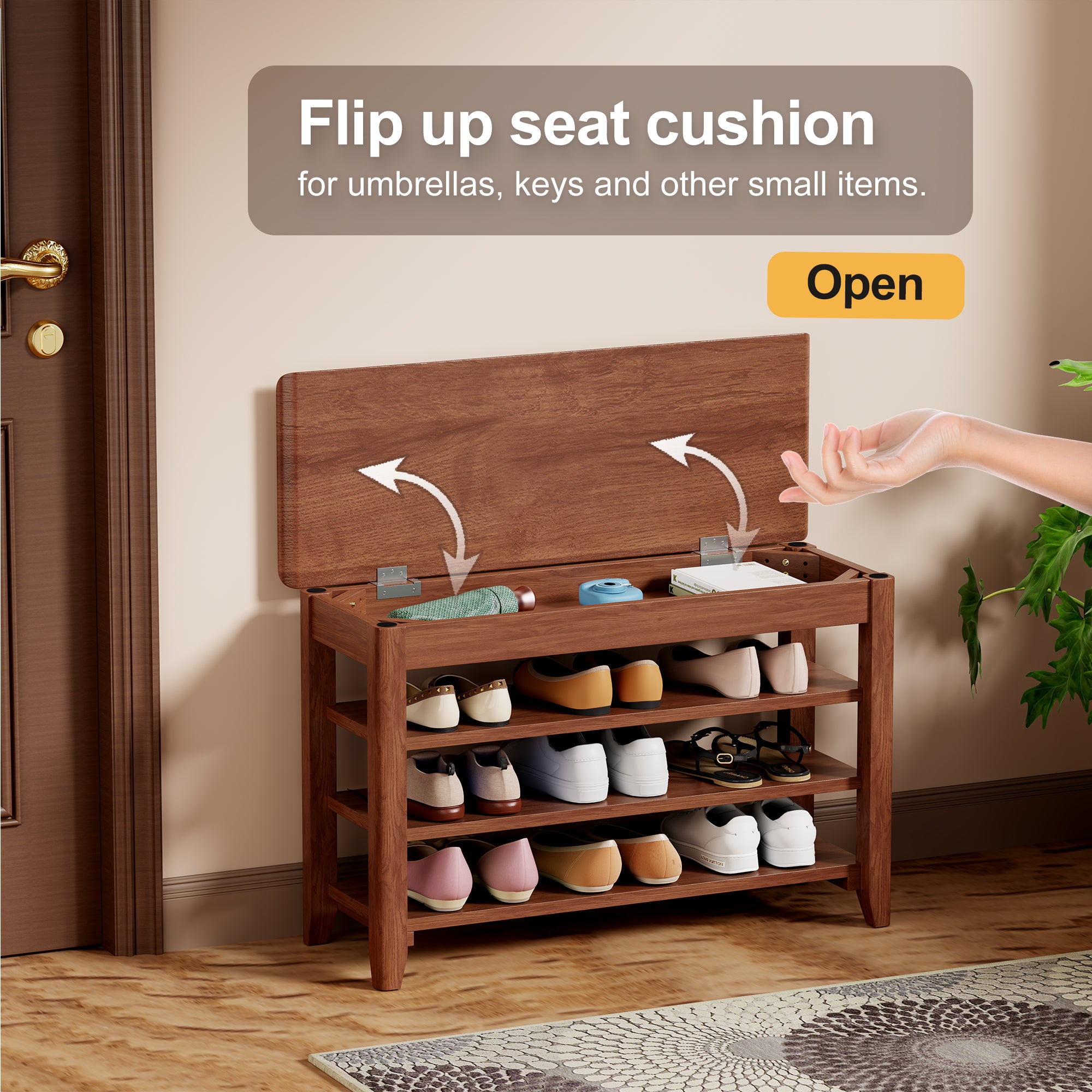 Adjustable Shoe-Changing Bench with Hidden Storage