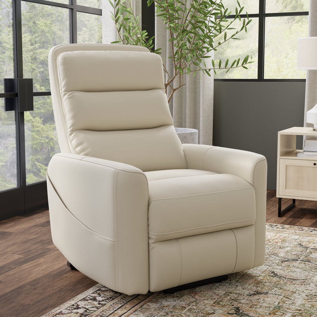 Faux Leather Power Lift Chair in Bentley Oyster