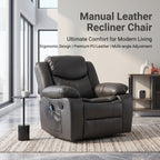 Grey Air Leather Recliner Chair With Vibration And Heating