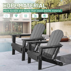 Adirondack Chairs Set of 2 - Gray Folding Outdoor Chairs