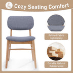 Set of 2 Mid-Century Upholstered Dining Chair with Rubberwood Frame