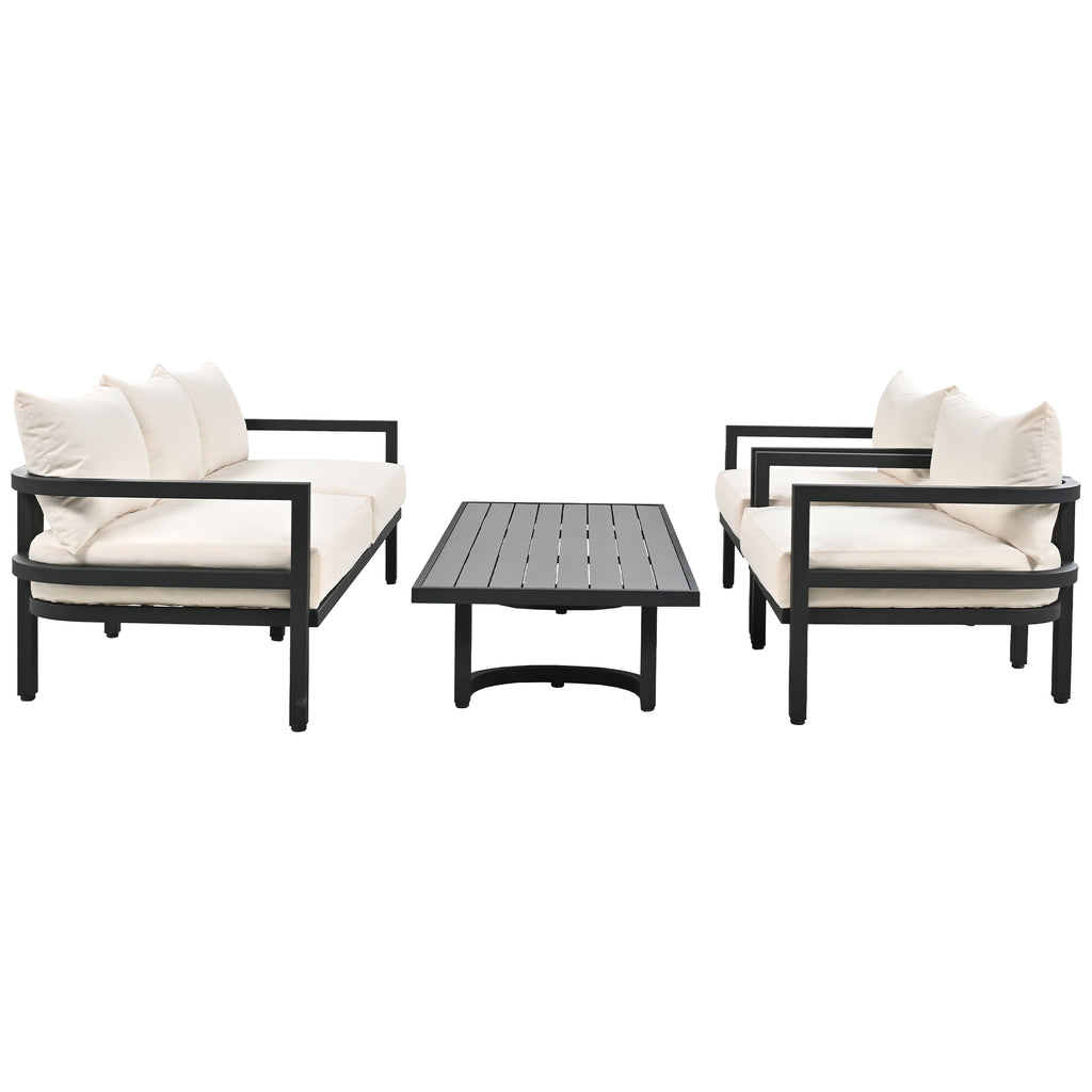 U_Style Multi-Person Outdoor Steel Sofa Set with Coffee Table