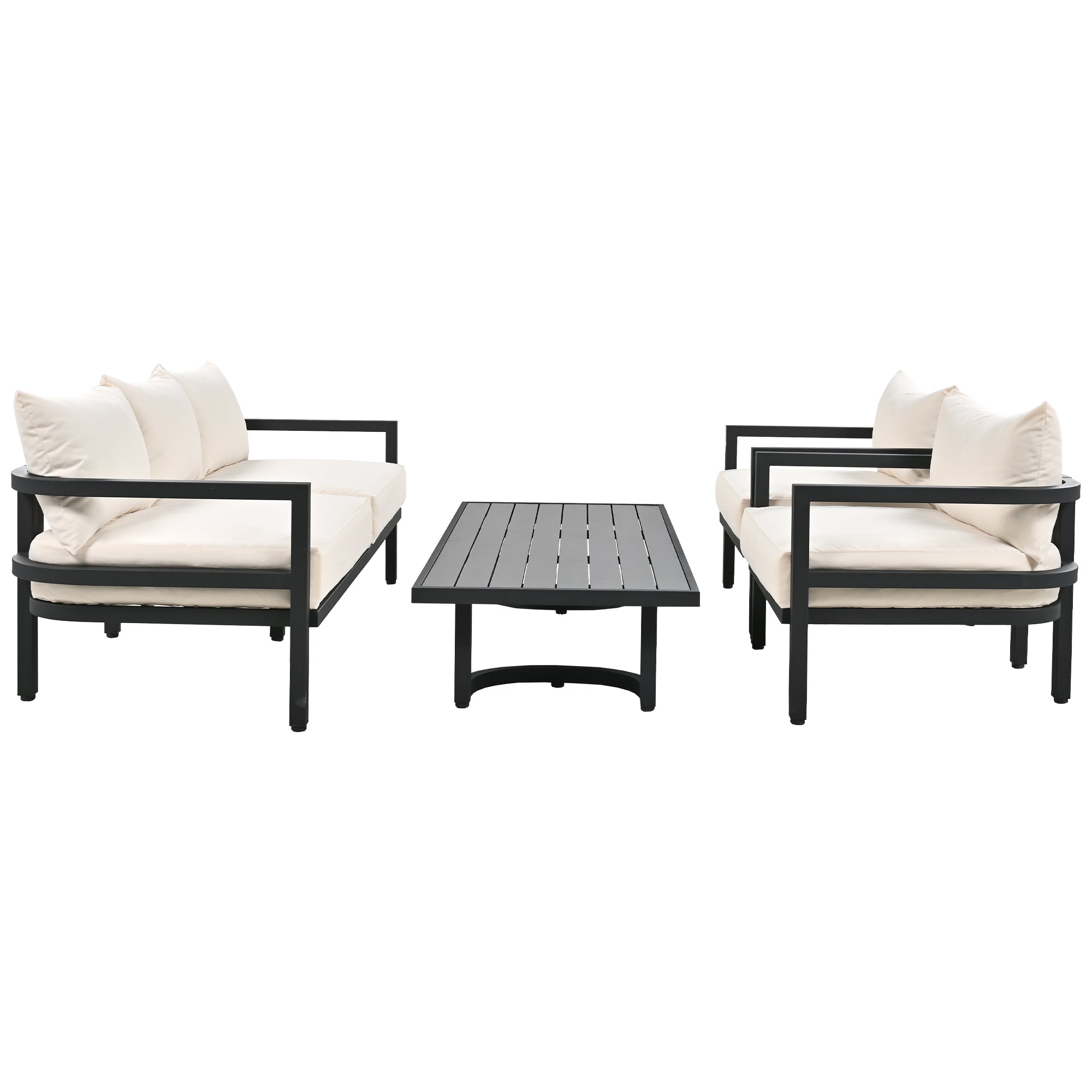 U_Style Multi-Person Outdoor Steel Sofa Set with Coffee Table