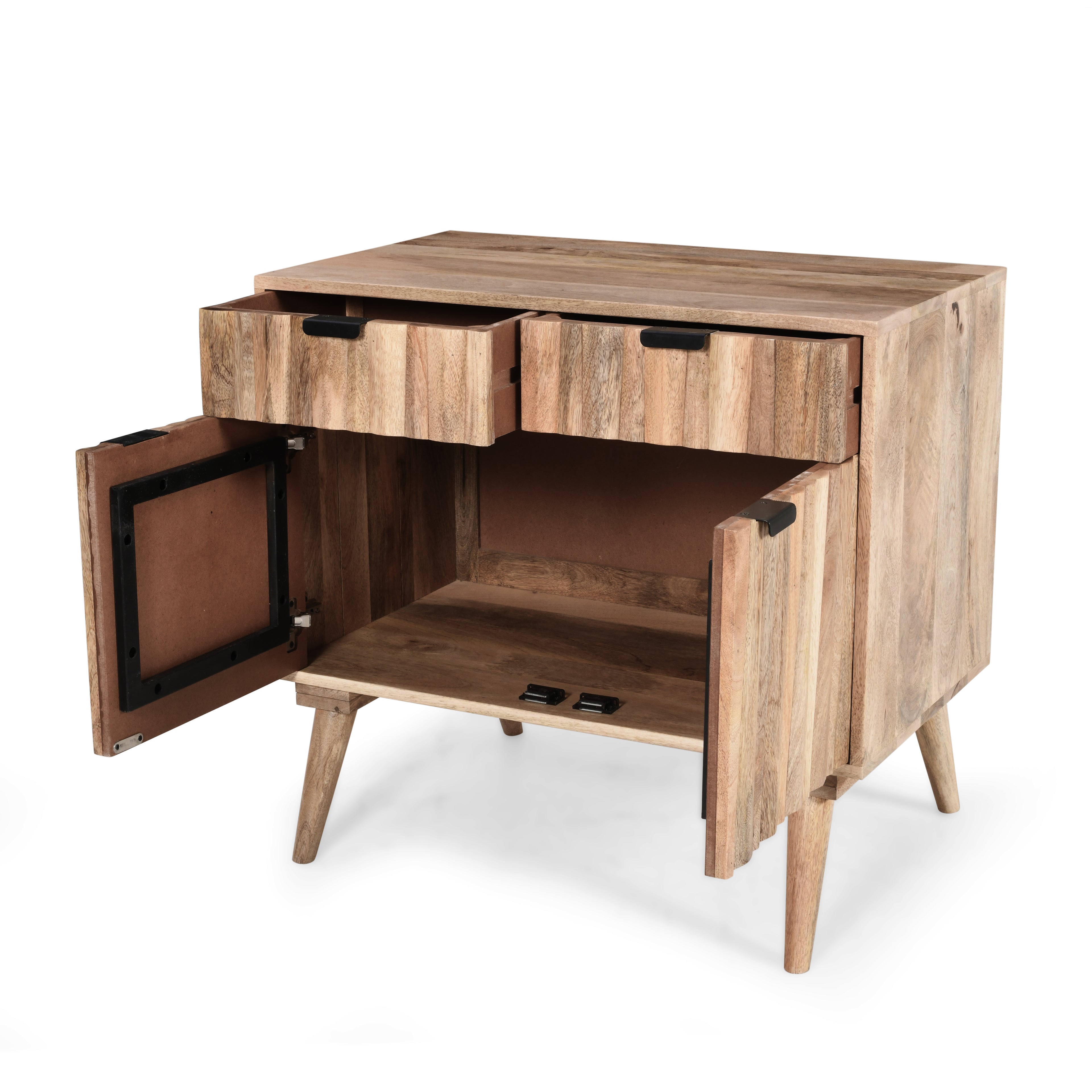 Stylish Mango Wood 2-Drawer 2-Door Cabinet