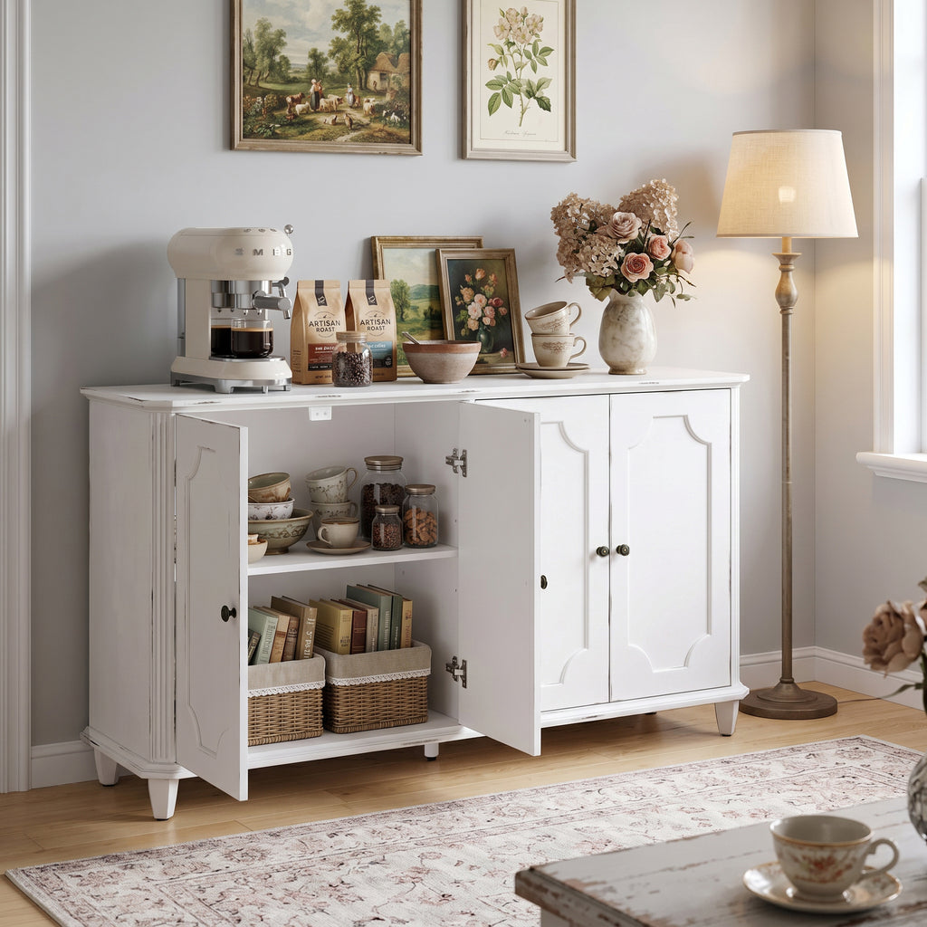 Vintage Distressed Sideboard Buffet Cabinet