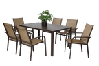 7 Pieces Patio Dining Set with Rectangular Table and 6 Stackable Chairs