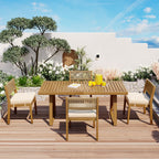 U_Style Multi-Person Outdoor Acacia Wood Dining Table and Chair Set