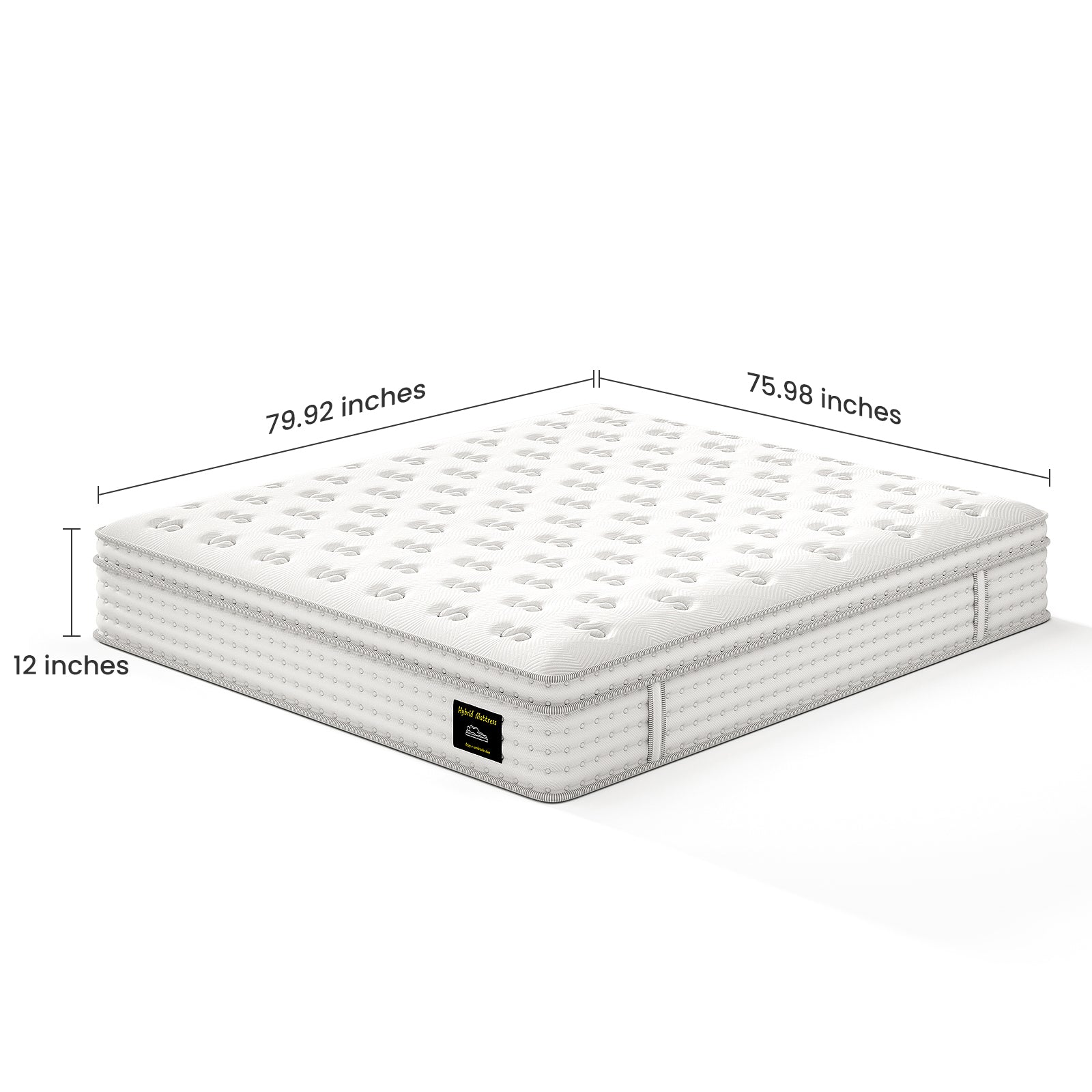 12'' Hybrid Mattress - King, Memory Foam & Pocket Springs