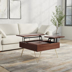 Hunter Solid Mango Wood Lift Top Square Coffee Table in Umber