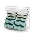 White Large Capacity 2-Row 10-Drawer Rolling Storage Cart