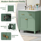 30-Inch Bathroom Vanity with Ceramic Sink - Modern