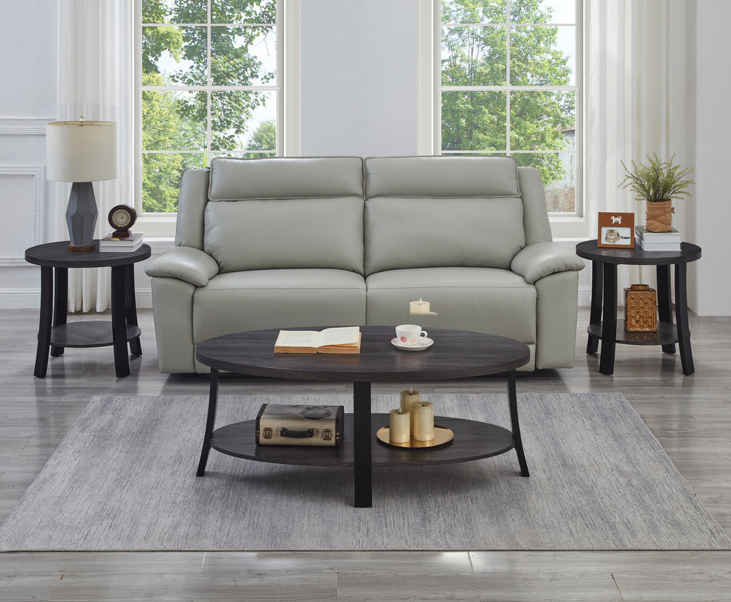 Anze Contemporary Oval Wood Shelf 3-Piece Coffee Table Set
