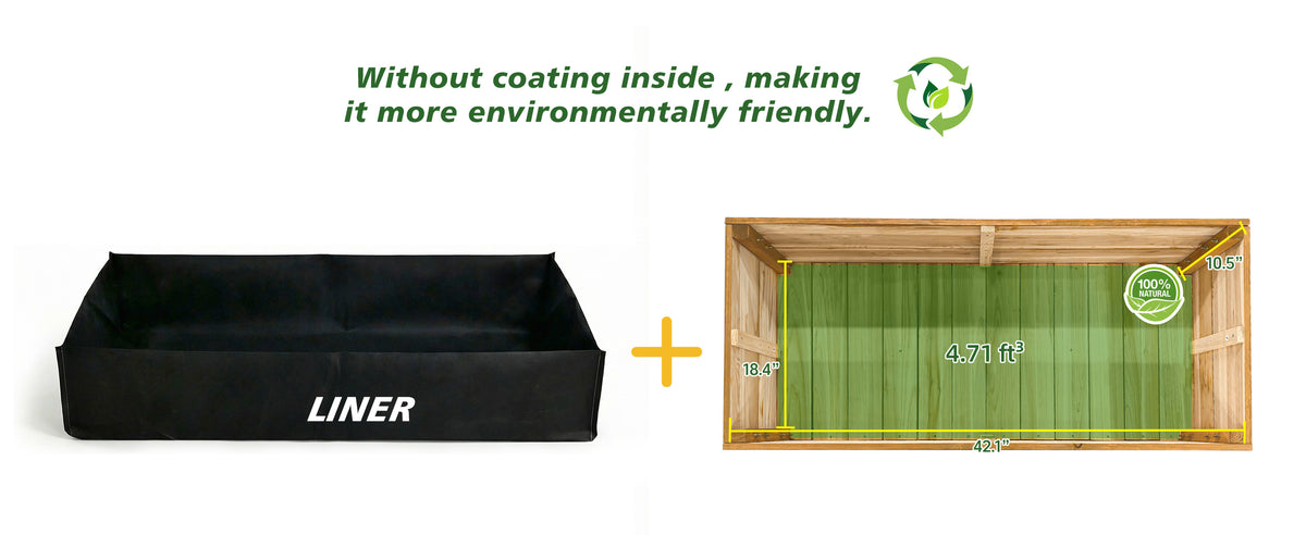 Solid Fir Wood Raised Garden Bed with Liner