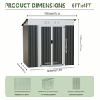 6x4 FT Garden Shed for Patio Outdoors Storage