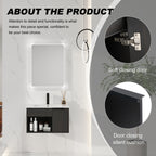 24" Wall-Mounted Floating Bathroom Vanity with Ceramic Sink