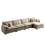 Corduroy Sofa Modern Upholstered 4 Seater with Footstool