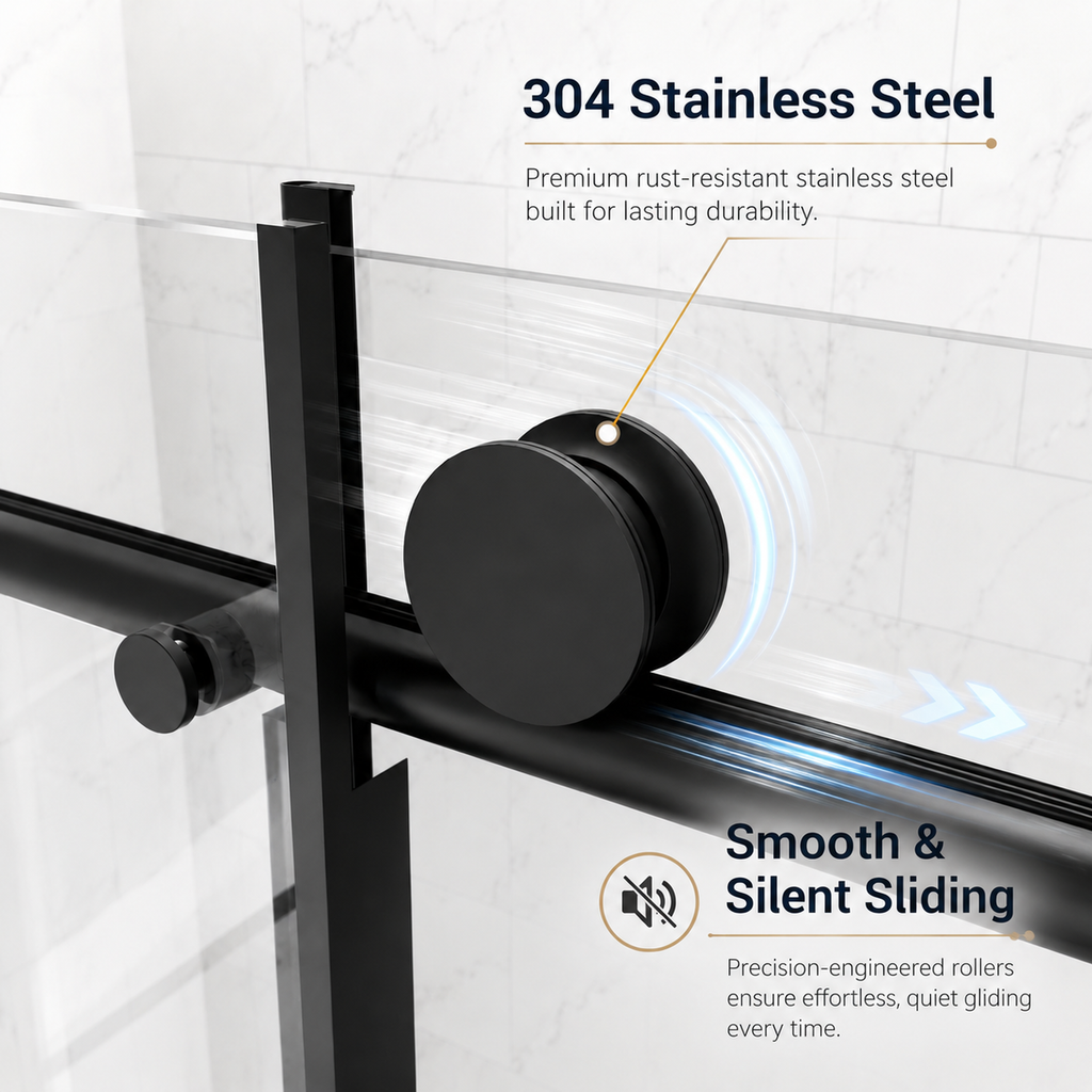 60" W x 73" H Soft Closing Sliding Frameless Shower Door