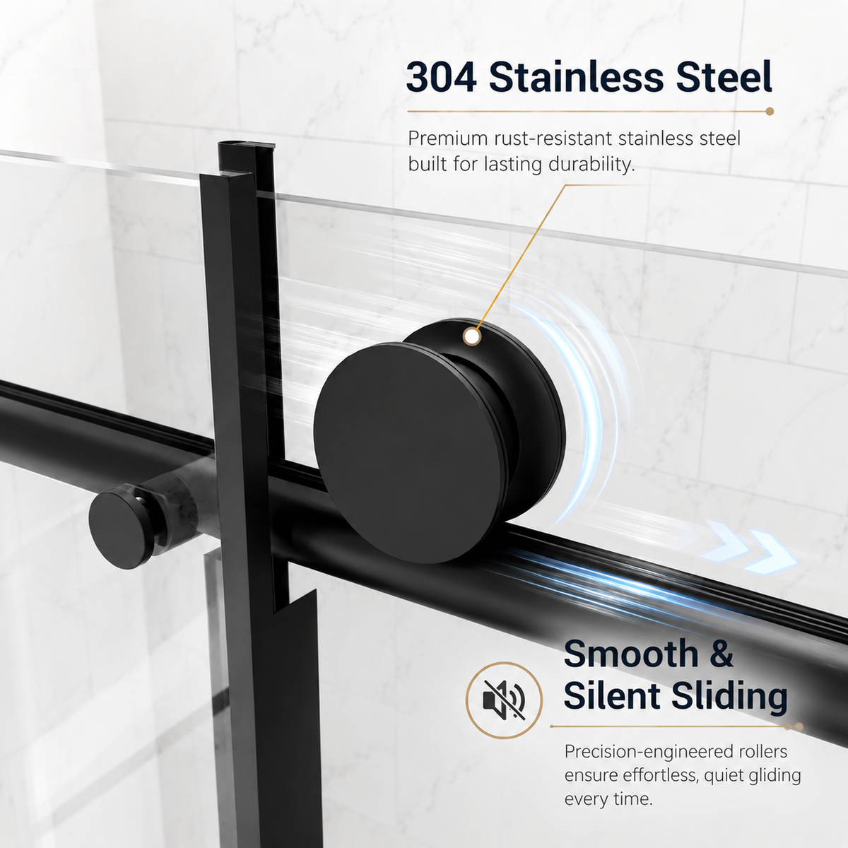 60" W x 73" H Soft Closing Sliding Frameless Shower Door