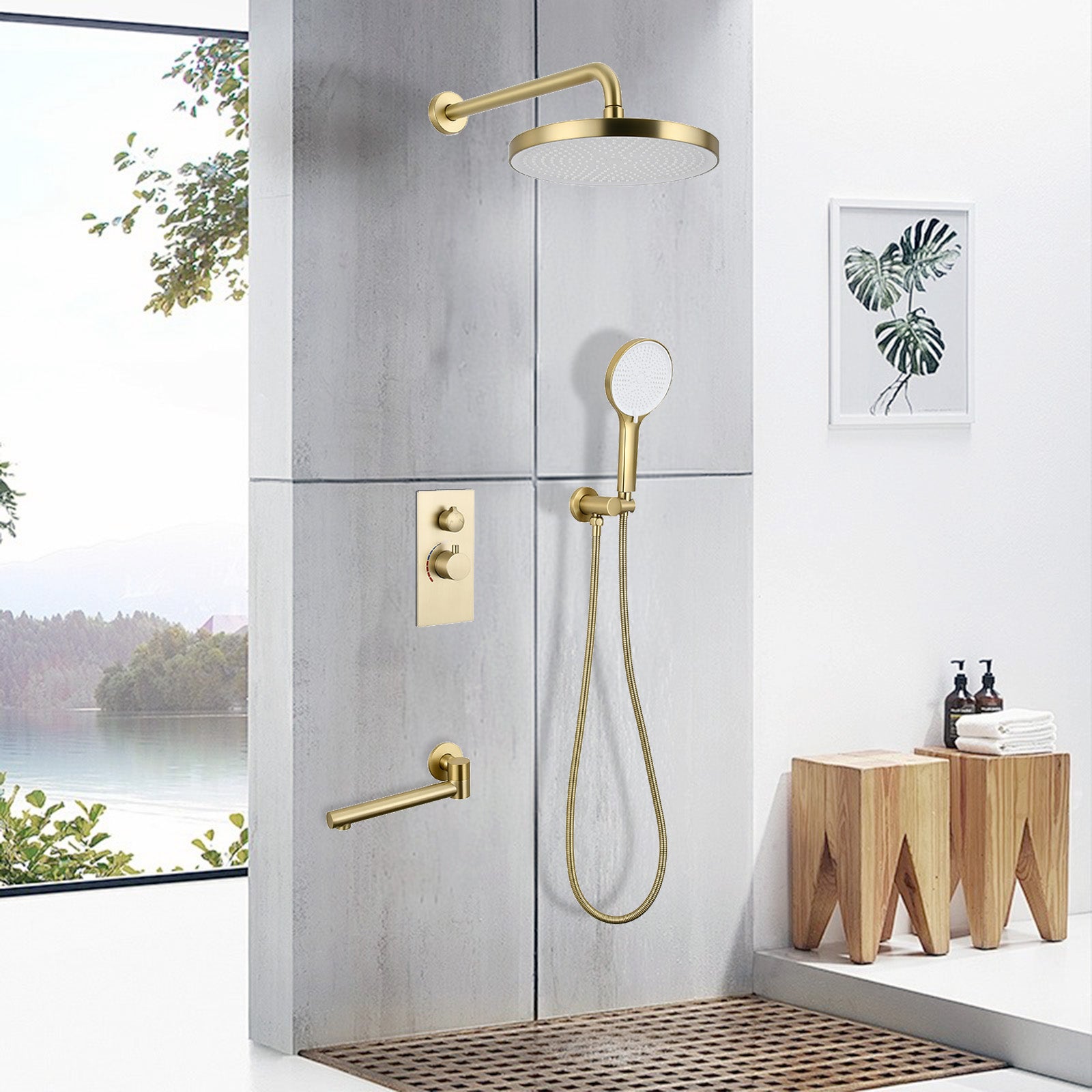 Luxury 3-Function Shower System Set - Solid