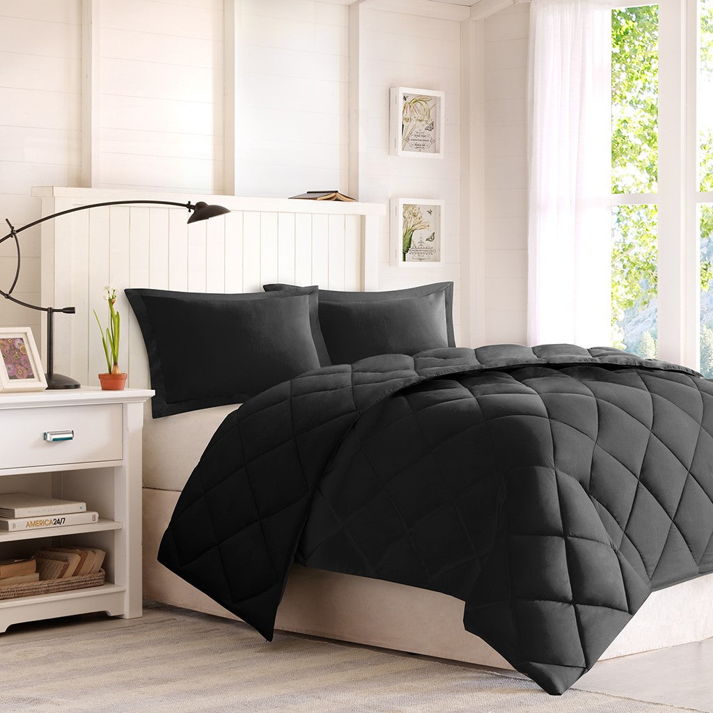 Full/Queen 3M Scotchgard Diamond Quilting Reversible Comforter Set