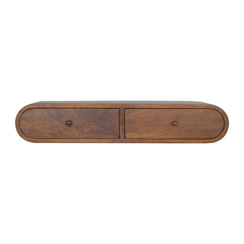 Solid Wood Floating London Console, 2-Drawers, Chestnut