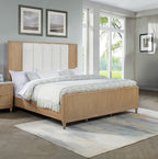Stylish Paneled High Headboard with Textured Accents