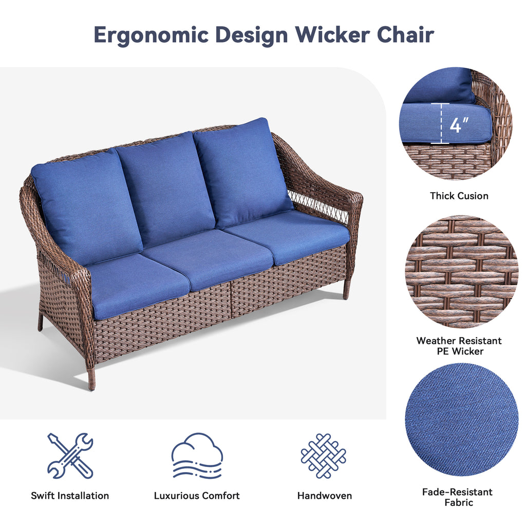 67.3" Outdoor Wicker Patio Sofa