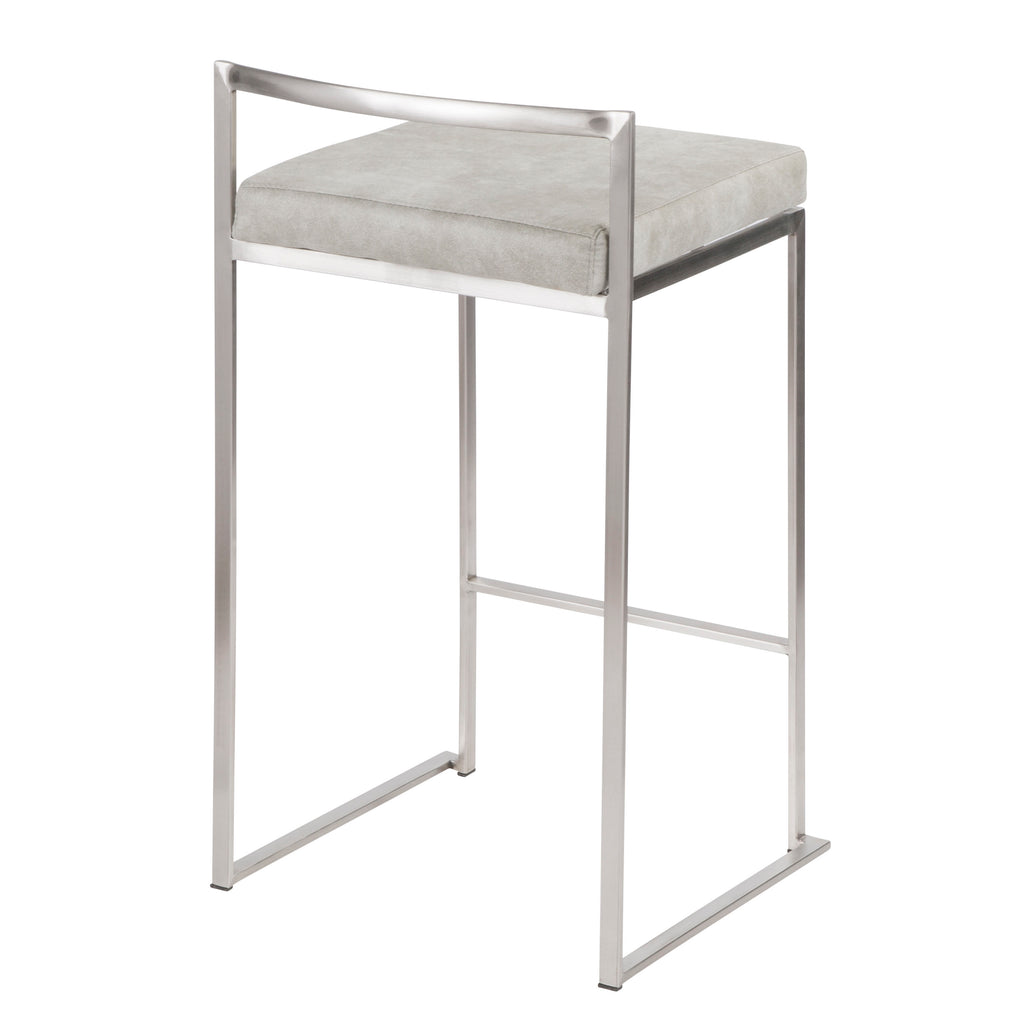 Contemporary Stackable Counter Stool in Stainless Steel with Light