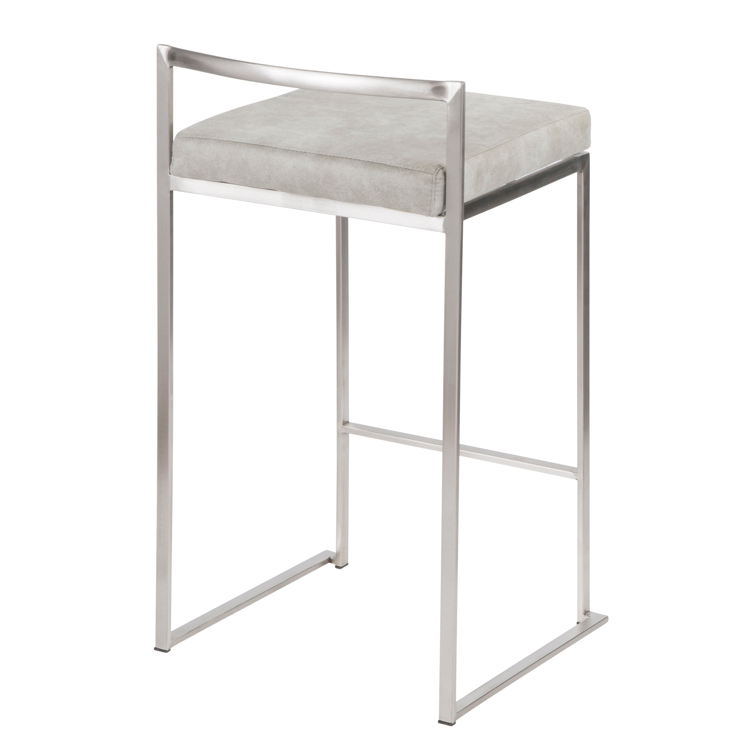 Contemporary Stackable Counter Stool in Stainless Steel with Light